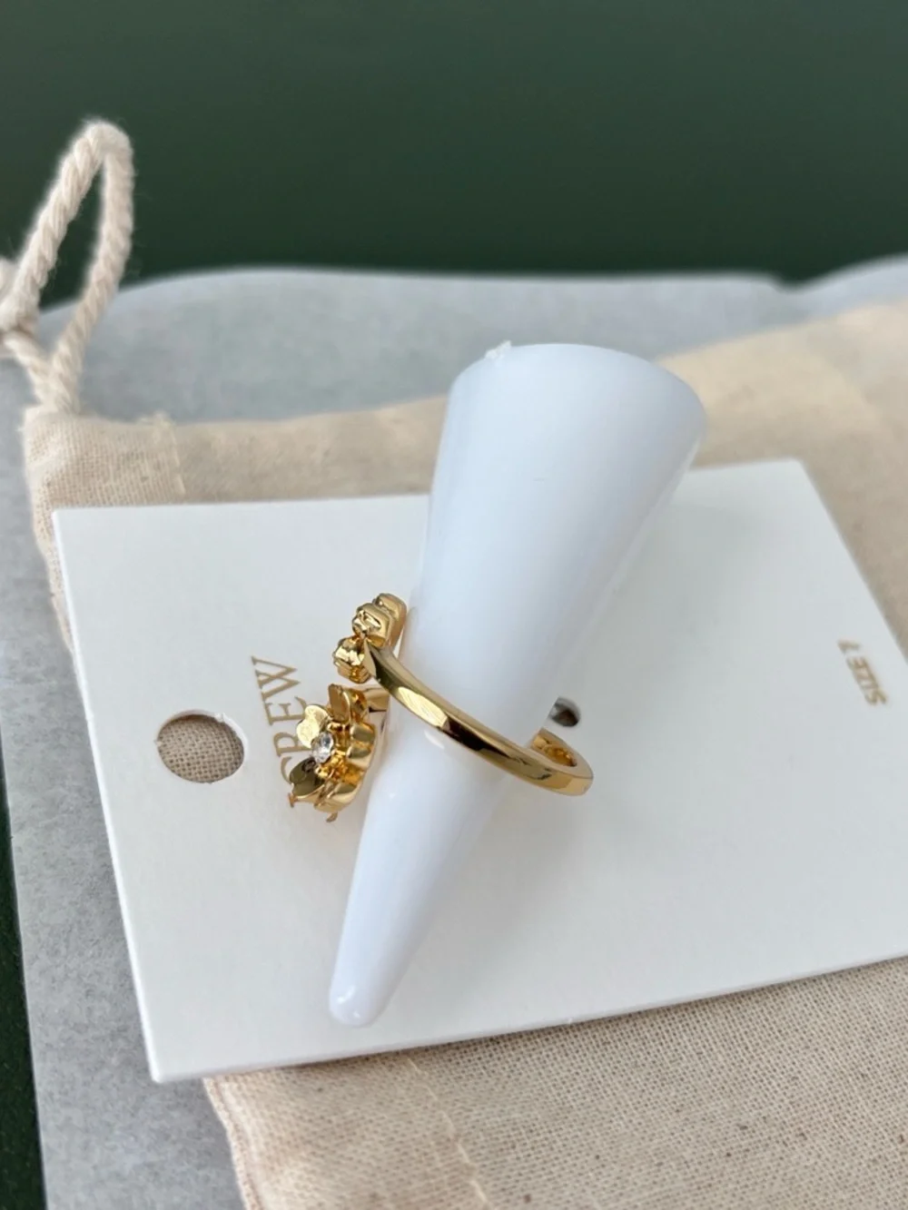 J. Crew Gold Floral Wrap Ring with Crystal Accents